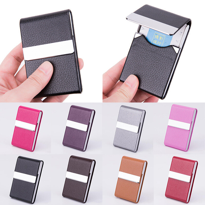 Stainless Steel Multicolor Colors Business Card Holder Name Card Holder Slim Pocket Buckle Credit Card Box ID Case Card Case