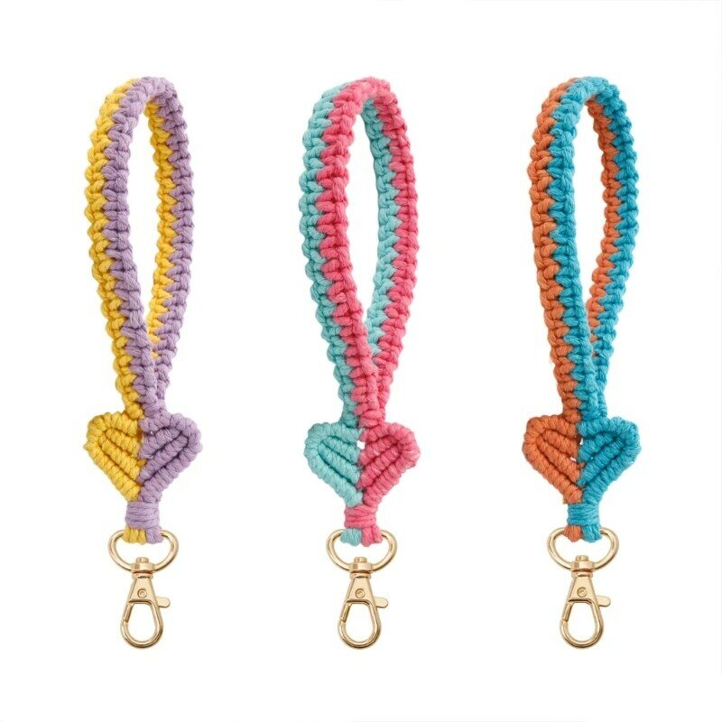 Mignon crochet en forme coeur bracelet porte-clés adolescents porte-clés coloré pour Livraison directe