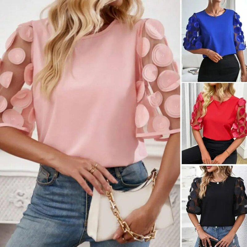Half Sleeve Tee Shirt Stylish Women's Floral Print Tee Shirt Casual Loose Fit O-neck Top Trendy Streetwear Half for Summer