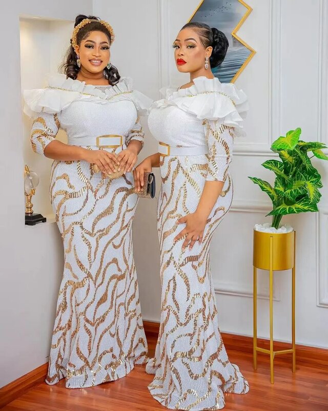 Dashiki gaun Afrika untuk wanita gaun mewah elegan Bodycon pinggang tinggi pesta pernikahan malam ulang tahun gaun selebriti malam