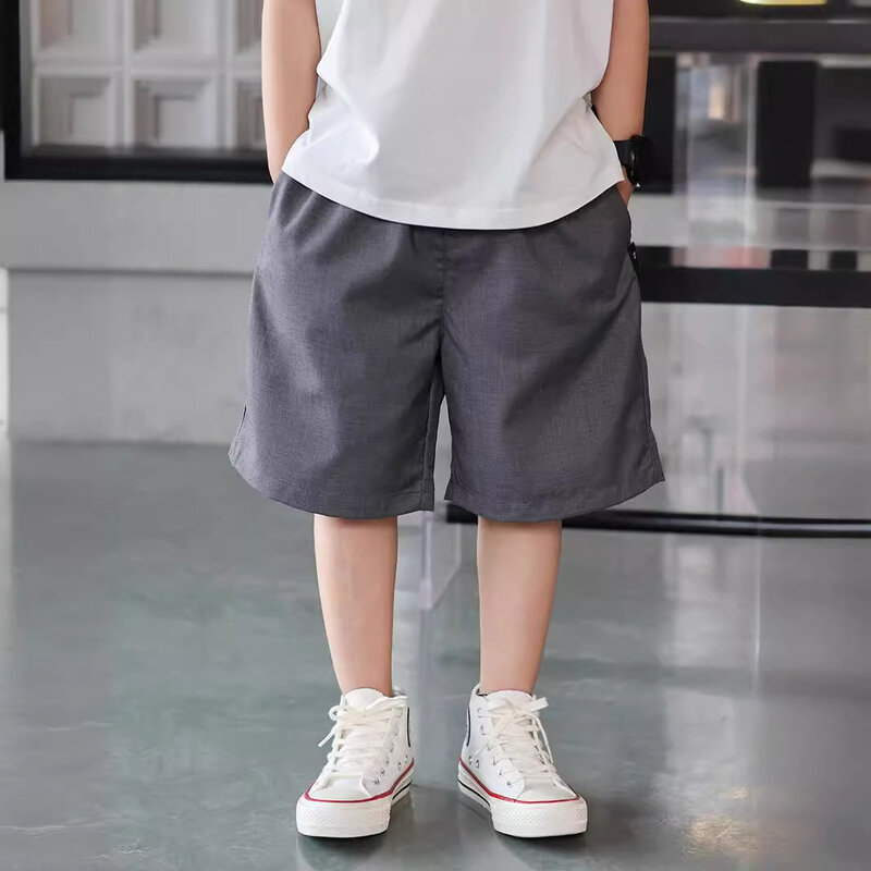Pantalones cortos informales para niños y niñas, pantalón holgado de Color liso, estilo coreano, novedad de verano, 2024