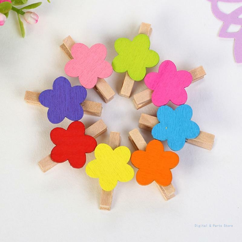 M17F 50Pcs Mini Clothespins Photo Clip Assorted Colors Small Clothes Peg for Crafts Photos Colorful Decorative Clip Sets