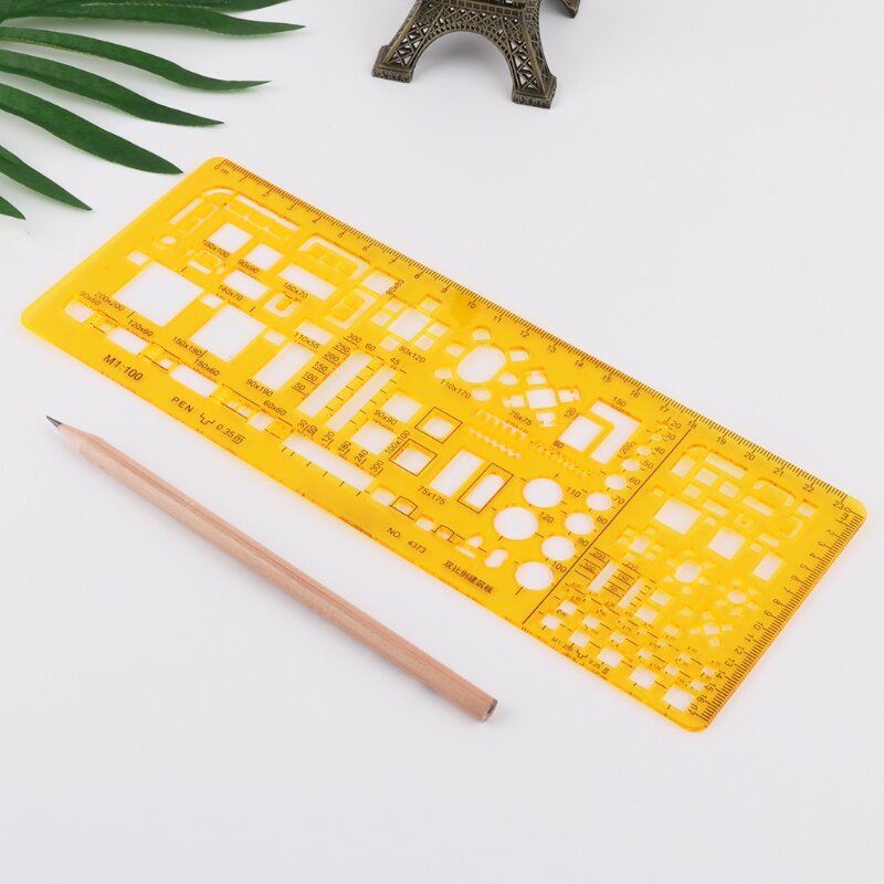 Professional Architectural Template Ruler Drawings Stencil Measuring Tool Supply