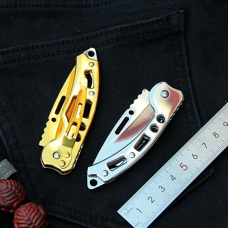 Cuchillo de bolsillo EDC, herramienta portátil plegable de acero inoxidable para desboxear, para acampar al aire libre, cuchillos multifuncionales para pelar
