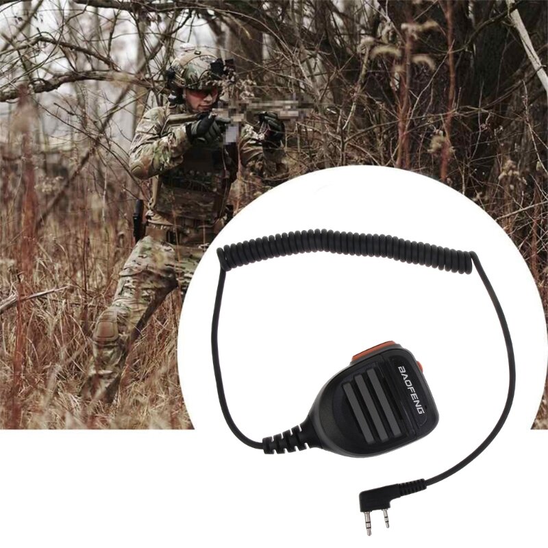 Walkie-talkie con micrófono impermeable, altavoz de hombro de 2 pines para TYT, TH-UV8000D, MD-380, UV-5R, UV-S9