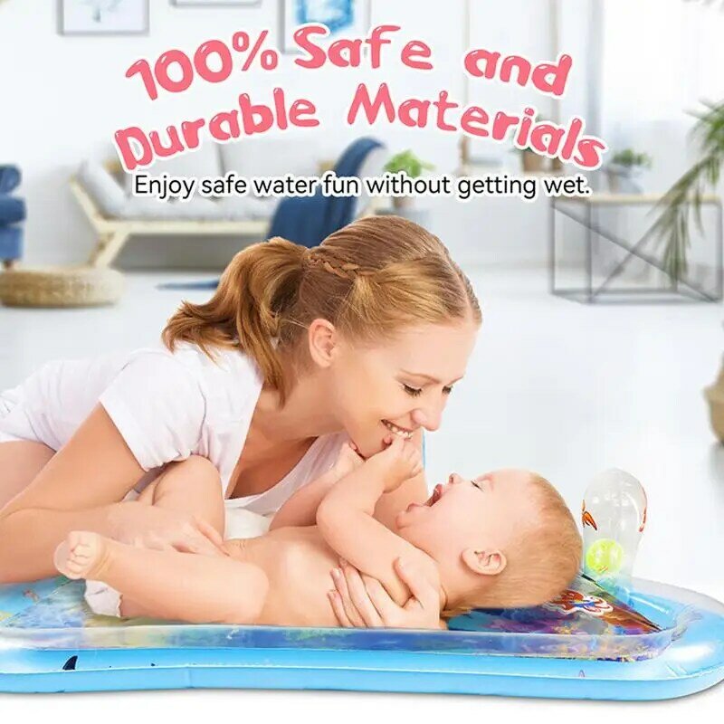 Mat Pvc Water Speelmat Voor Baby 'S Met Spiegel Rammelaar Zoemer Opblaasbare Baby Water Mat Voor Baby Jongen Meisje Pvc Baby Peuters Plezier