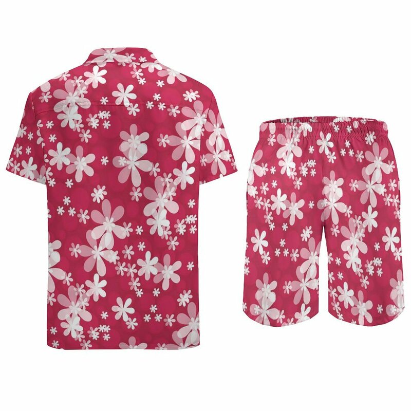 Retro Bloem Vakantie Heren Sets Witte Madeliefjes Casual Shirt Set Zomer Custom Shorts 2 Delig Trending Pak Plus Size