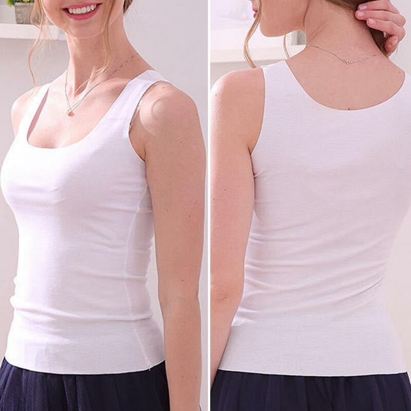 Camiseta interior transpirable con cuello redondo para mujer, ropa interior informal de buena elasticidad con hombros descubiertos