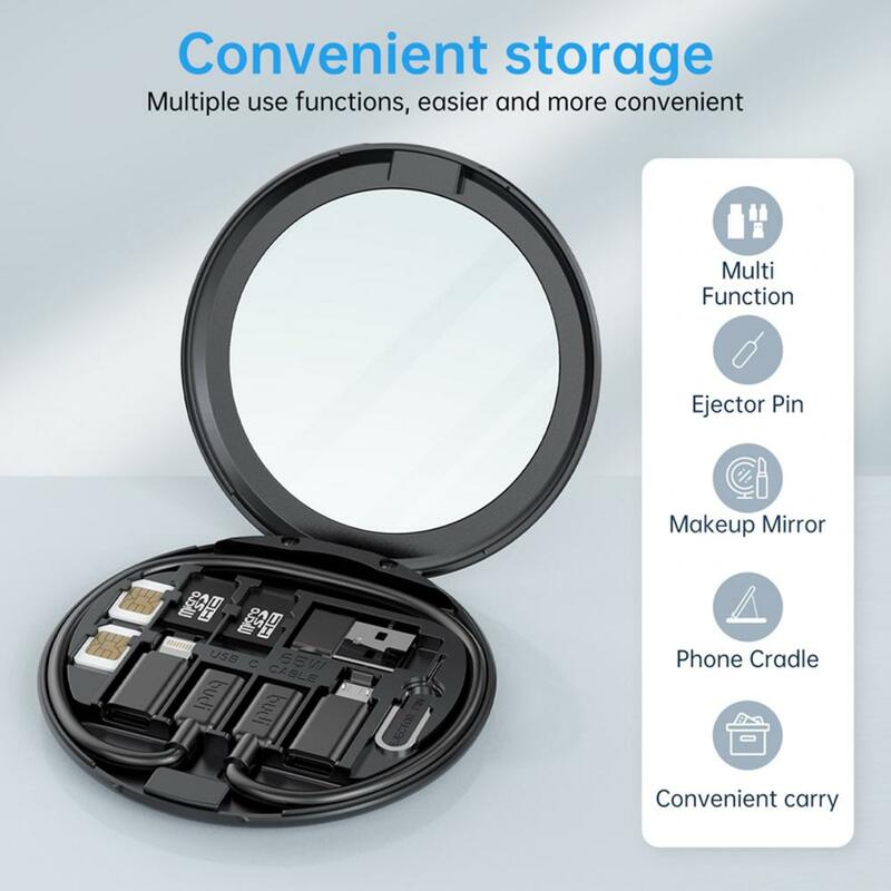 Digital gadgets caixa de armazenamento carregador portátil saco viagem digital multifunções maquiagem espelho portátil cabo dados armazenamento conjunto
