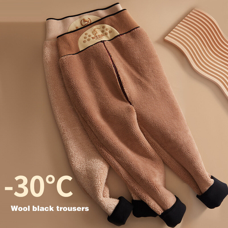 Leggings en cachemire épais pour femme, pantalon chaud noir, taille haute, vêtements d'hiver, nouvelle collection