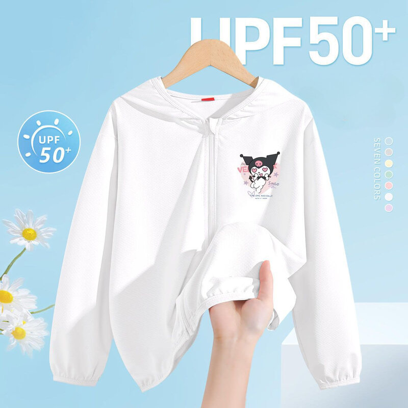 Anime Sanrio Cinnamoroll Kuromi Children Sunscreen Jacket Cute My Melody Cartoon Ice Silk Breathable UV Protection Jacket Gift
