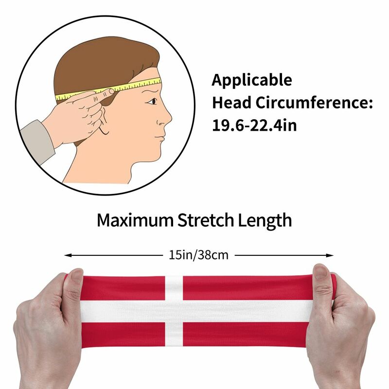 Respirável Sports Sweatband para Yoga, Headband, Faixa do Cabelo, Bandeira da Dinamarca, Suor