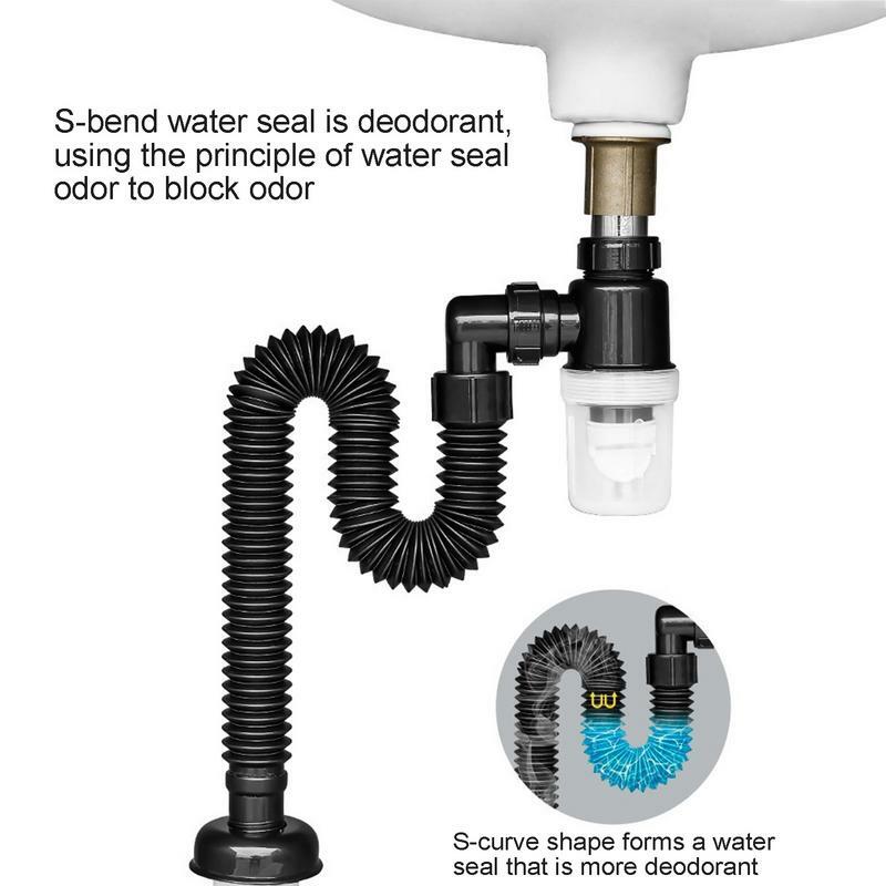 Tubo de drenaje Flexible para lavabo, colador retráctil antiolor para tocador de cocina, accesorios de cocina
