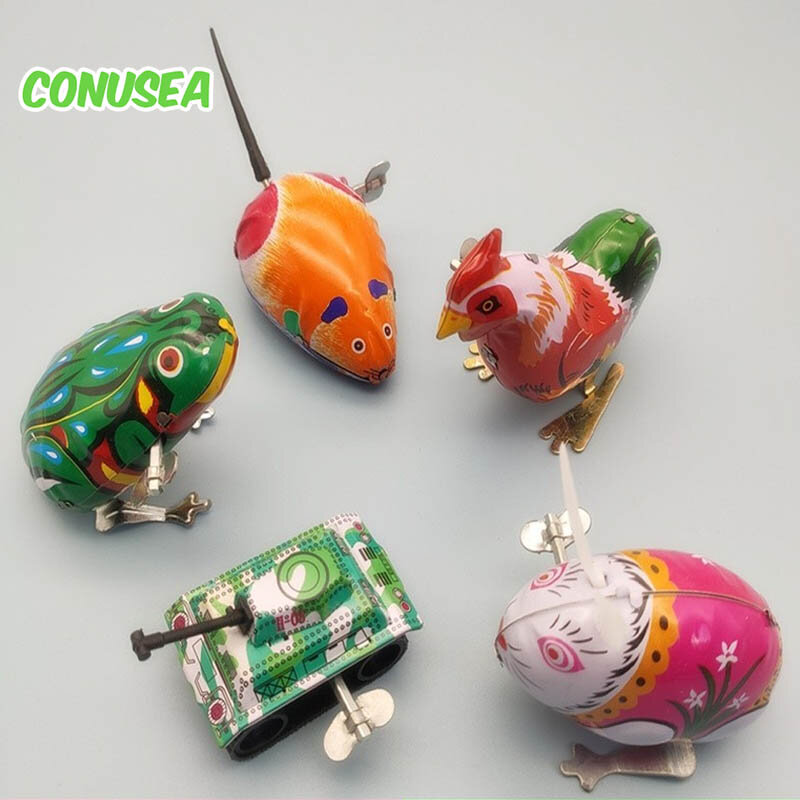 Divertenti giocattoli per bambini catena giocattolo a orologeria ferro che salta rana gallo topo coniglio Puzzle apprendimento educazione regalo per bambini per bambino bambino