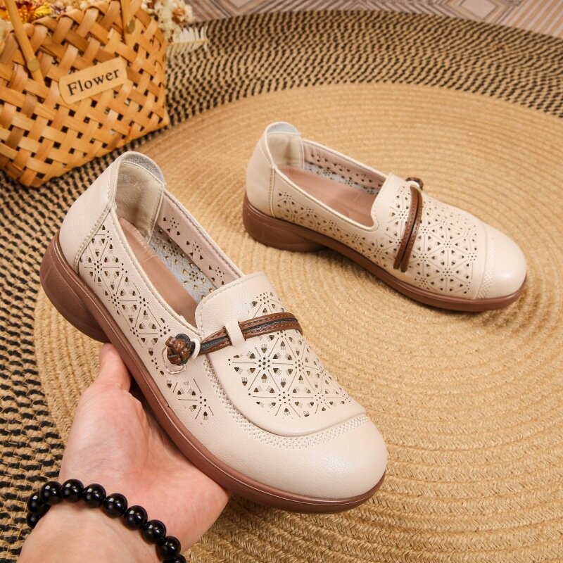 New arrivals butterfly loafer women's summer hollow-out shoes with string ladies comfortable ballet flats slip on soft moccasins