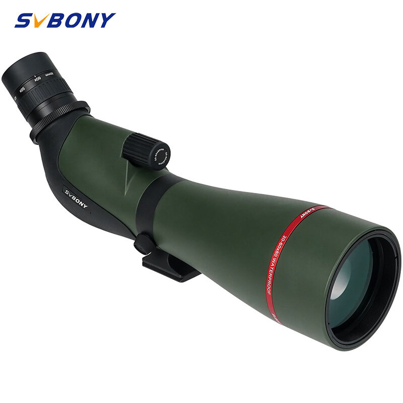 SVBONY-vista telescópica SA412 20-60x80, verde militar, 45 grados, 1,25 pulgadas, interfaz ocular, el mejor disparo
