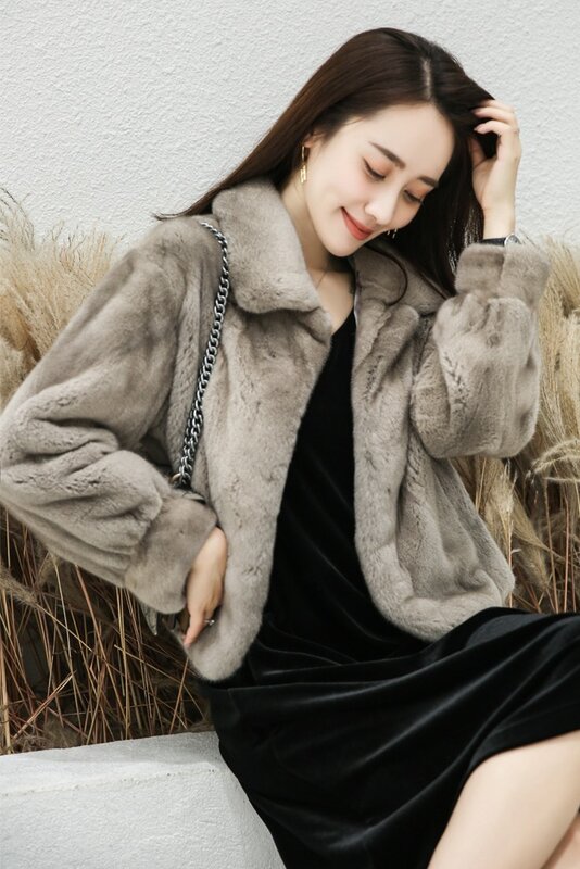 女性用3ボタン厚手のオーバーコート、暖かい、単色、短い、正方形の襟、9クォータースリーブ、ミンクファッション、冬