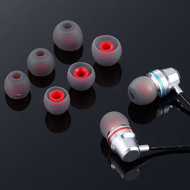 1/3 pasang Earphone berkabel pengurang kebisingan silikon pengganti Earplug telinga tutup earbud lembut di telinga Headphone Eartip Universal