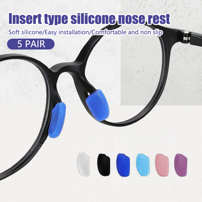 وسادات أنف سيليكون مانعة للانزلاق للنظارات ، إطار نظارات ، وسادة أنف بمكونات ، إكسسوارات نظارات ، لون ، 5 أزواج