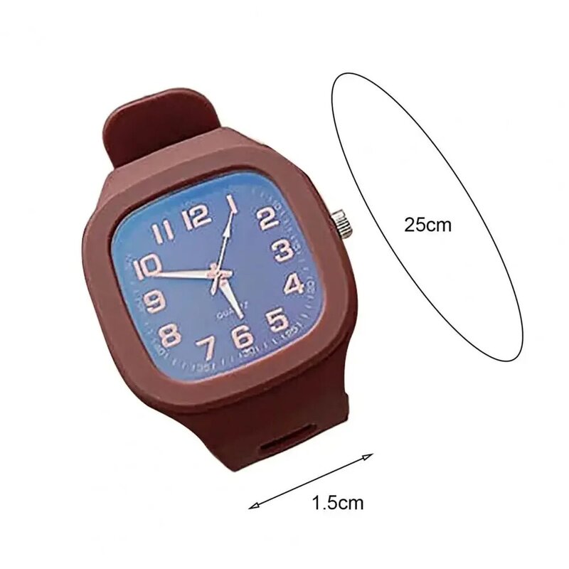Vierkante Grote Wijzerplaat Quartz Horloge Siliconen Band Student Polshorloges Multicolor Mode Casual Klok Voor Dames Cadeau Geen Armband