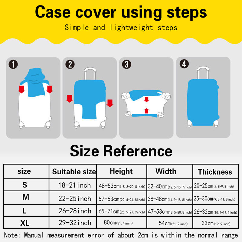 Suitcase Travel Luggage Cover Print for 18-32 Inch Holiday Traveling Essentials Accessories Elasticity Trolley Protective Case