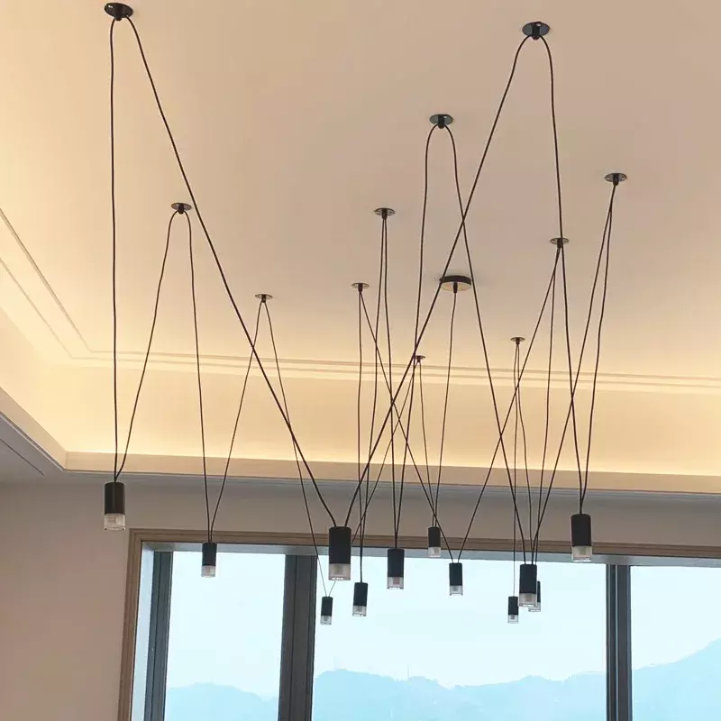 Kreatywny DIY przewód wiszący dekoracja lampy salon projekt długi przewód wisiorek Led lekka restauracja sypialnia schody oprawa oświetleniowa