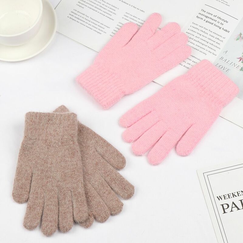 Women Men Outdoor Cashmere Mittens Warm Thick Full Finger Gloves Winter Gloves