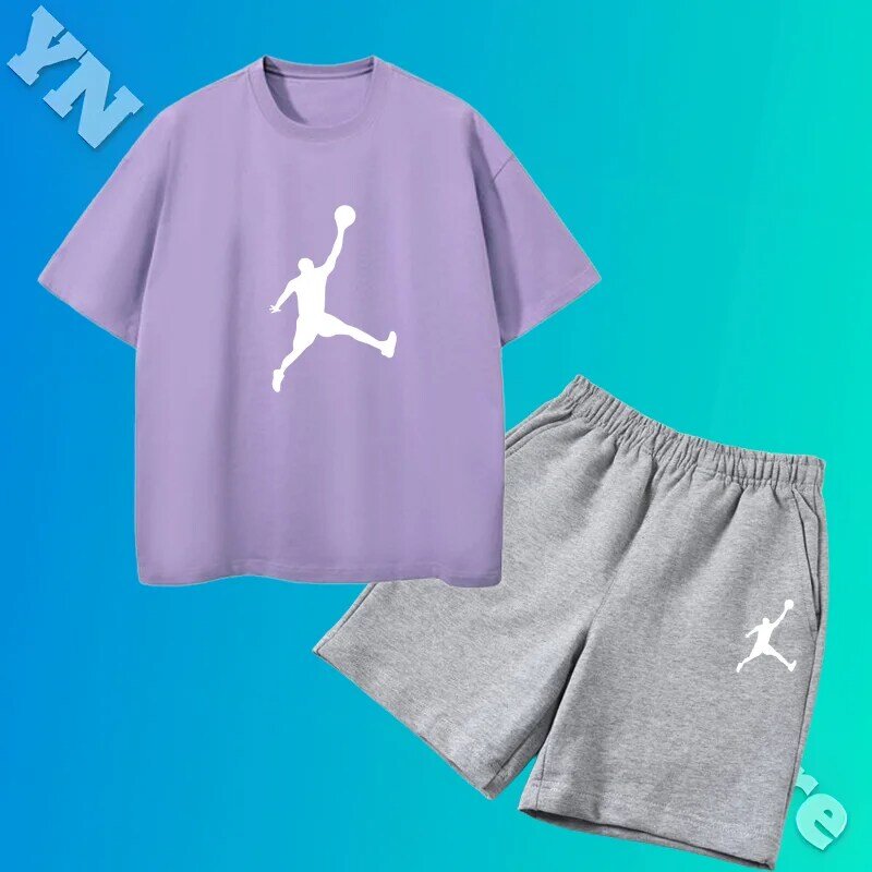 Детский спортивный костюм из двух предметов, футболка и шорты, летний комплект одежды для мальчиков и девочек, 2024