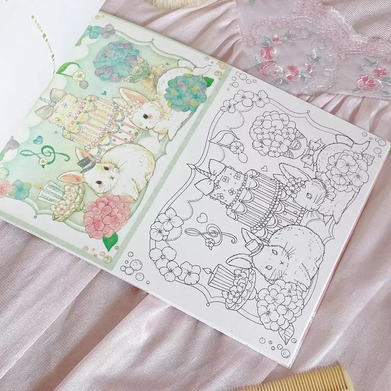 Magic Fantasy Coloring Caligrafia Livro para menina, Livro de descompressão completo, Cute Soft Send Lápis Coloridos, 1 Volume, Completo