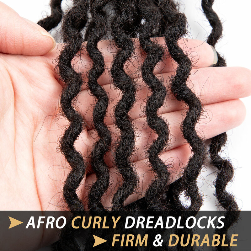 Curly Wave Dreadlock Extensions Bundles para homens e mulheres, 100% cabelo humano real, feito à mão, fechaduras permanentes, # 1B, 8-12"