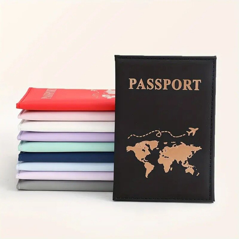 Funda protectora para pasaporte de piel sintética para hombre y mujer, bolsa de viaje a la moda para tarjetas de visita, con nombre de identificación, 1 piezas