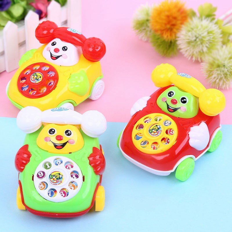 Telefon dla dzieci zabawki symulacyjne z mechanizmem zegarowym do kresek dla niemowląt samochody zabawkowe zabawki nakręcane edukacyjna dla dzieci z grzechotką mobilną