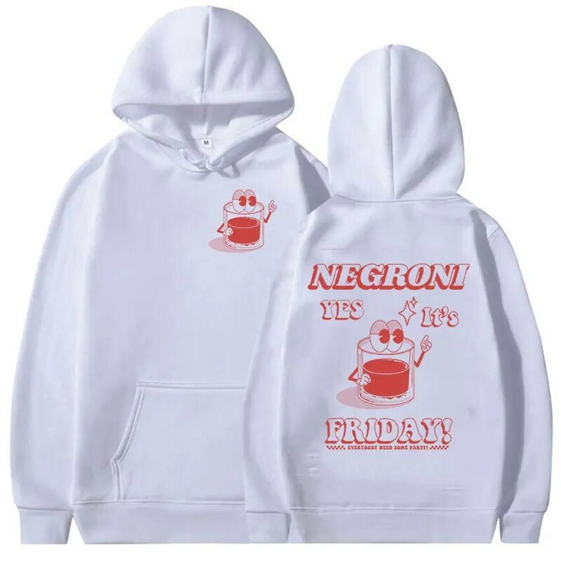 Negroni Drink Yes Its Friday Cute Cartoon Hoodie Men Women's Casual Spring Autumn Fashion Sweatshirts Pullover Oversized Hoodies