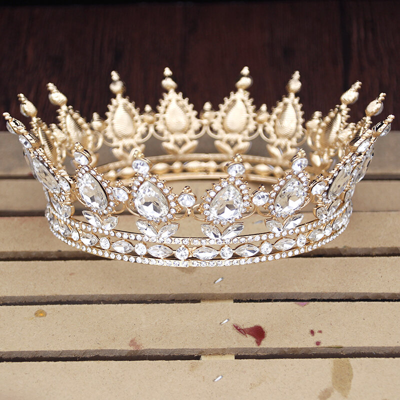 Crystal Vintage Royal Queen King tiary i korony mężczyźni/kobiety korowód Prom Diadem ozdoby do włosów ślubne akcesoria biżuteria do włosów