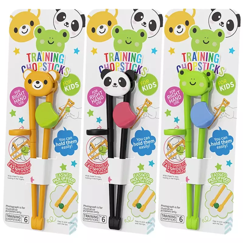 Pauzinhos de animais animados para crianças, Urso bonito, Panda, Pauzinho de aprendizagem elementar, Baby Kids Training Talheres, Food Sticks