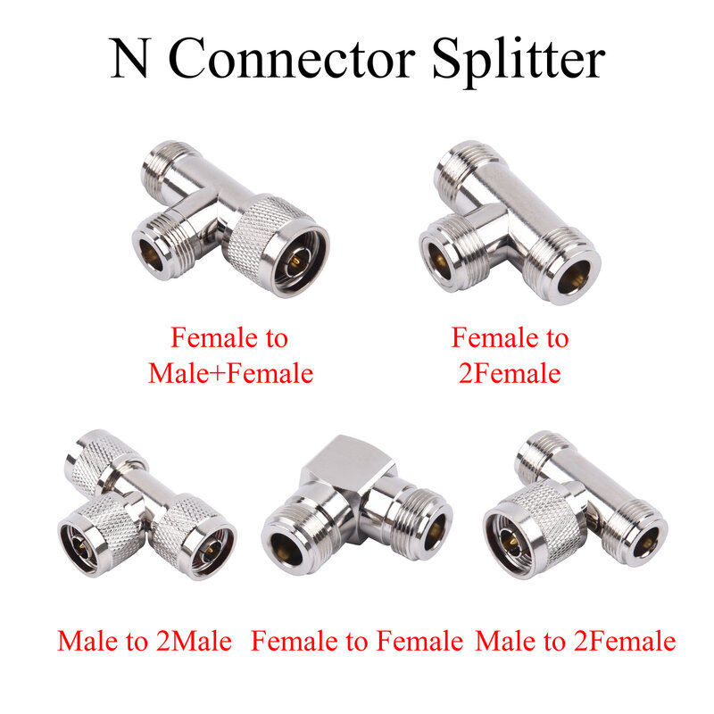 RF Coaxial Connector Splitter, adaptador macho para fêmea, uso para repetidor, amplificador, antena de comunicação, 1pc