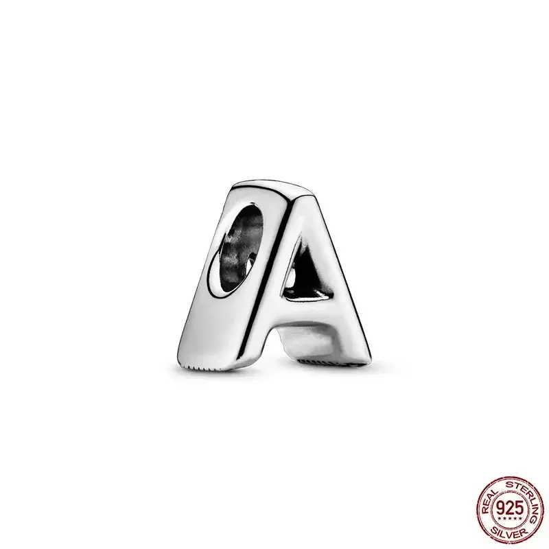 قلادة كلاسيكية من الفضة الإسترليني باللون A ~ Z من سلسلة الحروف ، تناسب سوار الباندورا الأصلي ، مجوهرات سهلة الاستخدام ، بساطة جديدة