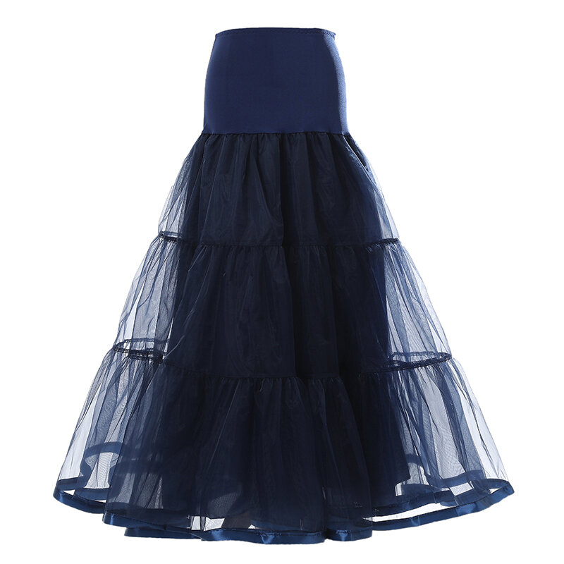 100CM Long Petticoat Ruffled Crinoline Vintage casamento nupcial para vestidos Underskirt Rockabilly Tutu