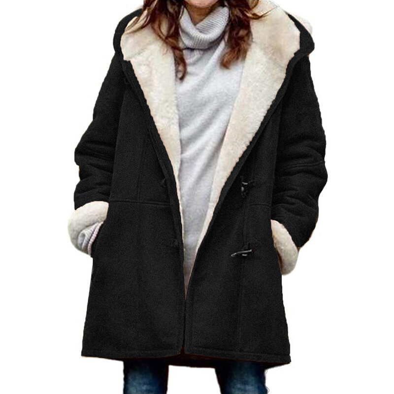 Женское бархатное теплое пальто с длинными рукавами и пуговицами, 2023