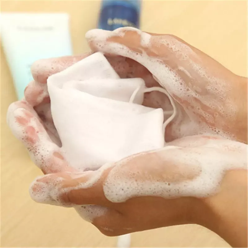 2060 siatka na bańki mydlane z różową wstążką wiszące mydło torebka bąbelkowa fabrycznie bezpośrednio