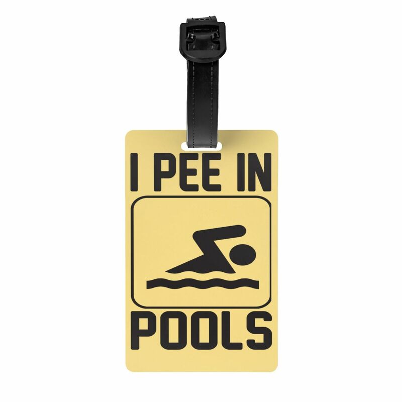 Funny Swimming I Pee In Pools Luggage Tags Custom Baggage Tags Privacy Cover ID Label