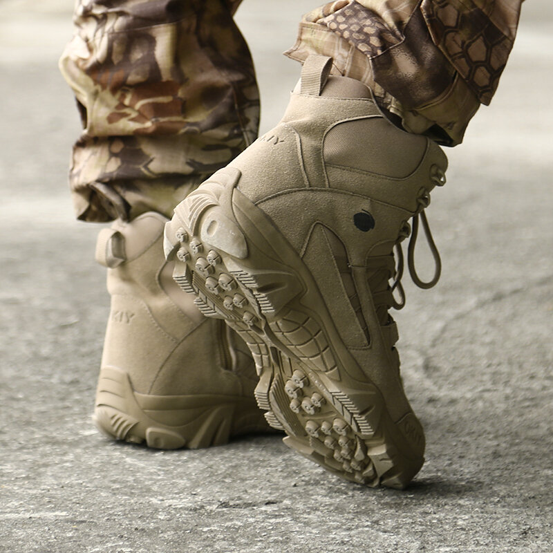 Мужские военные ботинки, мужские уличные замшевые ботильоны из коровьей кожи, тактические боевые ботинки, рабочая безопасная обувь для мужчин, повседневная Водонепроницаемая походная обувь