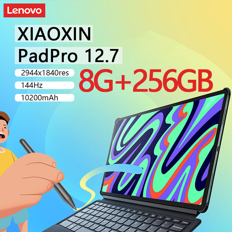 Lenovo-xiaoxin-傾斜ペンプロ,オーディオ,ビジュアルエンターテインメント,オフィス学習,ゲームタブレット,wifi,snapdragon 870, 2.9k, 144hz,8 gb,256 gb,12.7インチ