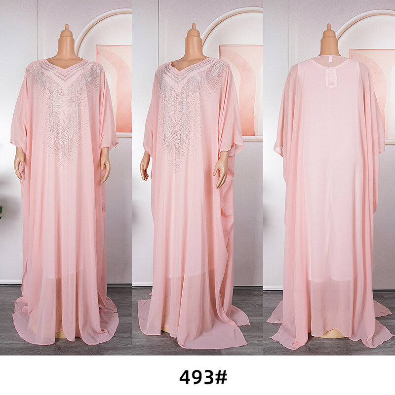 Gaun wanita ukuran Plus, jubah gemuk Afrika bor dua potong + rompi 493 #