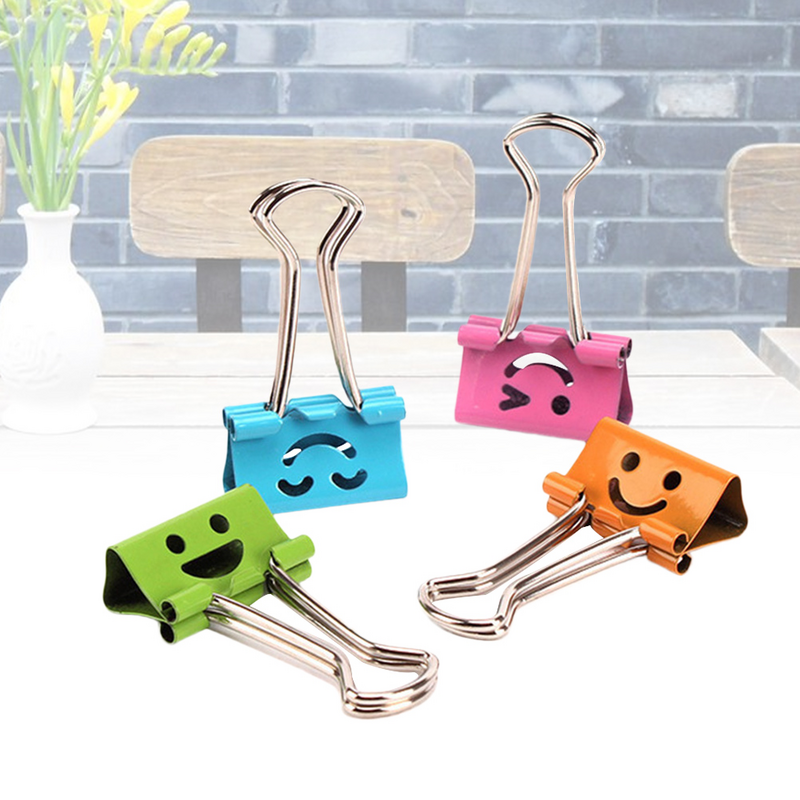 40/80pcs Binder Clips Smile Face File Paper Clip Document File Paper Clamp Office School Stationery Supplies