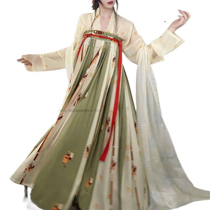 Hanfu Set gaun gaya Retro Tiongkok, kostum putri kuno gaun peri Peningkatan Set P1