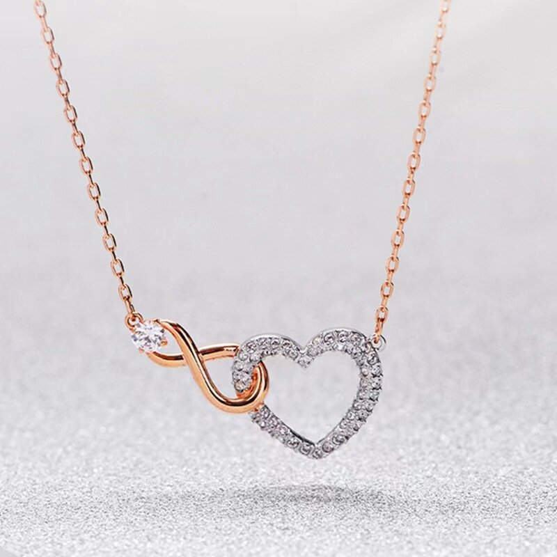 Оригинальная цепочка на ключицу в форме сердца SWARQSK, розовое золото, ожерелье для неизменной любви, подарок на день рождения
