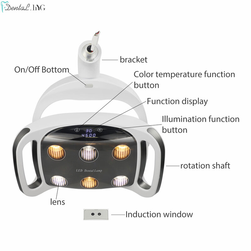 Lámpara de operación para silla Dental, luz LED sin sombras con inducción, blanqueamiento Dental para clínica Oral