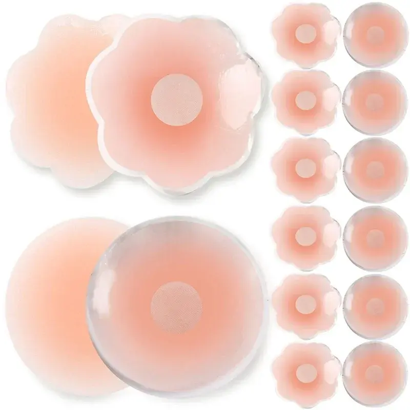 Pétalas de mama de silicone reutilizáveis para mulheres, tampa do mamilo, adesivo pétala invisível, sem alças, sem encosto, stick on sutiã, adesivos de mama de silicone