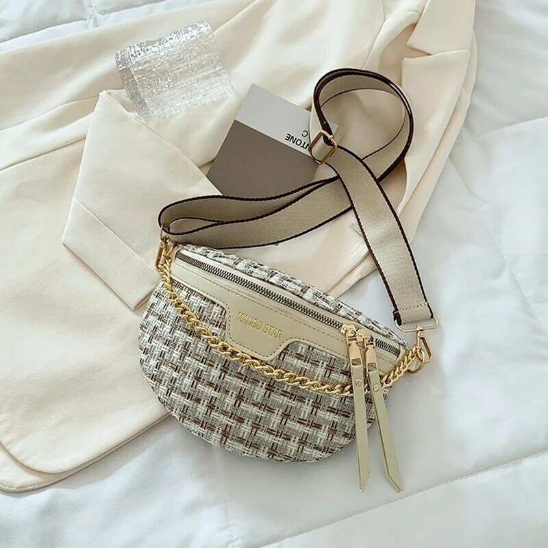 Женская летняя плетеная Сумка, модная нагрудная сумка через плечо, сумка на цепочке, модная маленькая поясная сумка, Лидер продаж, новинка 2023